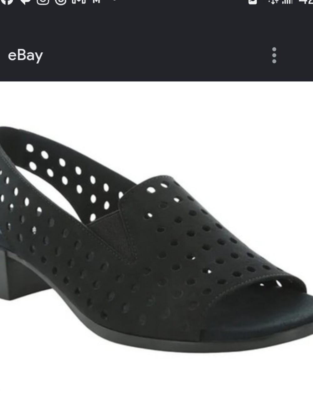 New Condition Munro Black Perforated Slingback Sandals